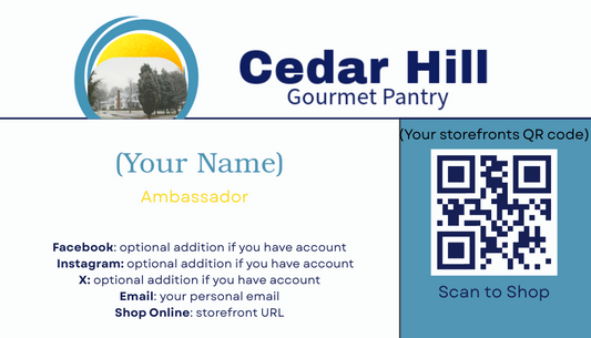 Cedar Hill Gourmet Pantry Business Cards (will be personalized)